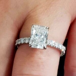 NATURAL Diamond Engagement Ring VS2 G Emerald Cut 2.01Ct 14k white gold. 2.91ctw